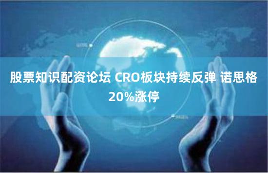股票知识配资论坛 CRO板块持续反弹 诺思格20%涨停