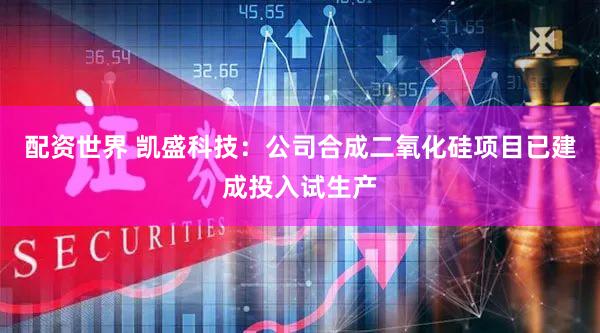 配资世界 凯盛科技：公司合成二氧化硅项目已建成投入试生产